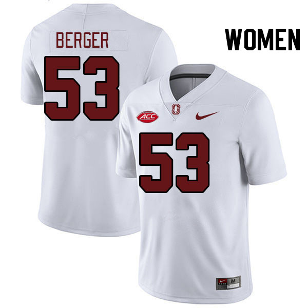 Women #53 Carson Berger Stanford Cardinal 2024 ACC Conference College Football Jerseys Stitched-Whit